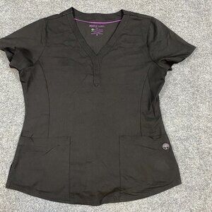 Healing Hands Women's Scrub Top M Black Purple Label NEW